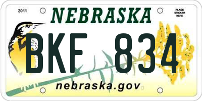 NE license plate BKF834