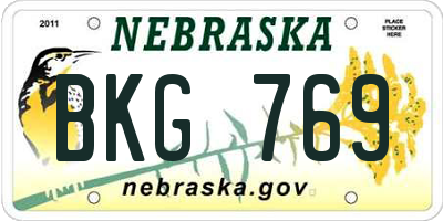 NE license plate BKG769