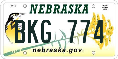 NE license plate BKG774