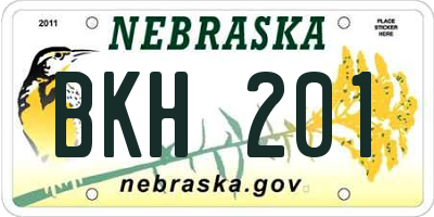 NE license plate BKH201