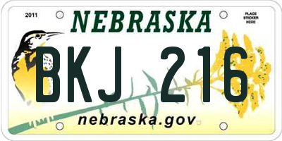 NE license plate BKJ216