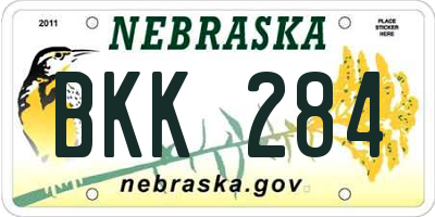 NE license plate BKK284