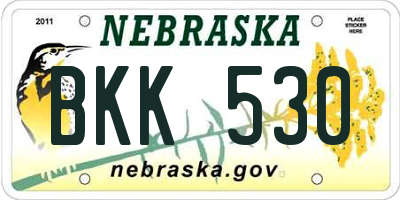 NE license plate BKK530