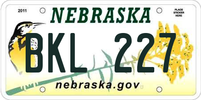NE license plate BKL227