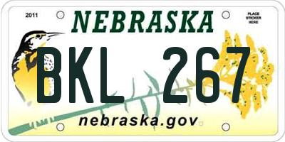 NE license plate BKL267