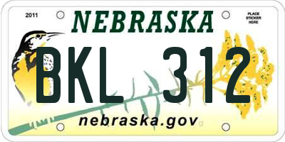 NE license plate BKL312