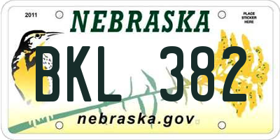 NE license plate BKL382