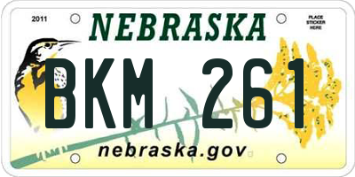 NE license plate BKM261
