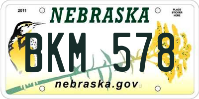 NE license plate BKM578