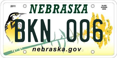 NE license plate BKN006