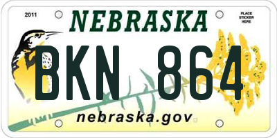 NE license plate BKN864