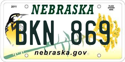 NE license plate BKN869