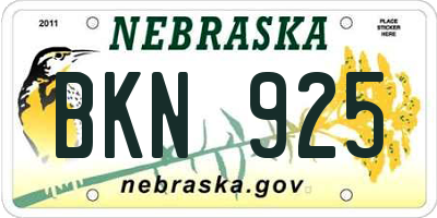 NE license plate BKN925