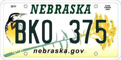 NE license plate BKO375