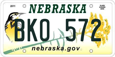 NE license plate BKO572