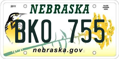 NE license plate BKO755