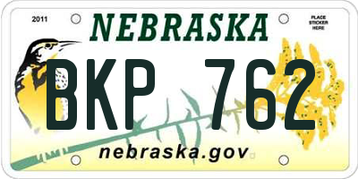 NE license plate BKP762