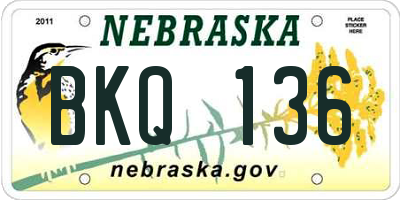 NE license plate BKQ136