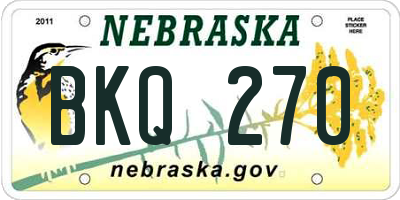 NE license plate BKQ270