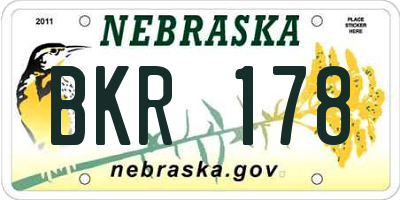 NE license plate BKR178
