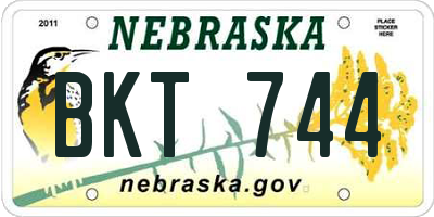 NE license plate BKT744