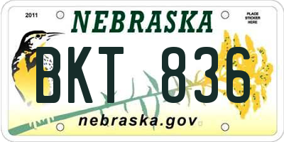 NE license plate BKT836