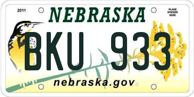 NE license plate BKU933