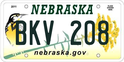 NE license plate BKV208