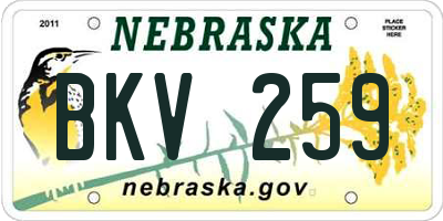 NE license plate BKV259