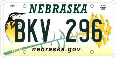 NE license plate BKV296