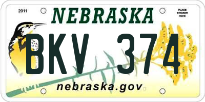 NE license plate BKV374