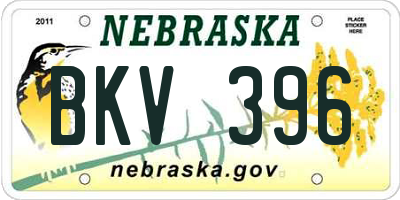 NE license plate BKV396