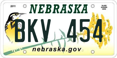 NE license plate BKV454