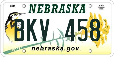 NE license plate BKV458
