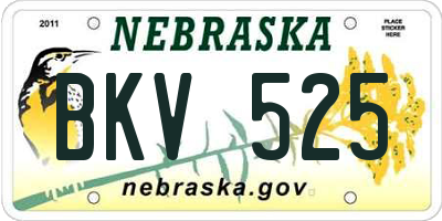 NE license plate BKV525