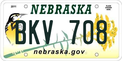 NE license plate BKV708