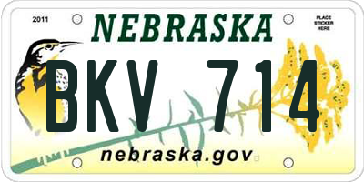 NE license plate BKV714