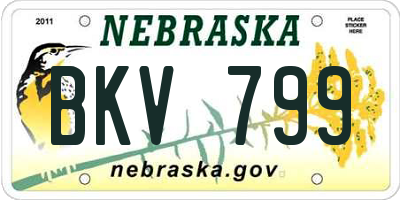 NE license plate BKV799