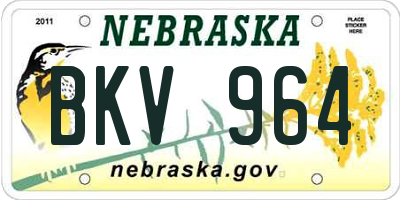 NE license plate BKV964