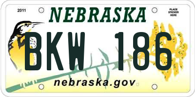 NE license plate BKW186