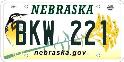 NE license plate BKW221