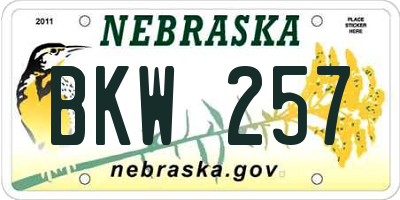 NE license plate BKW257