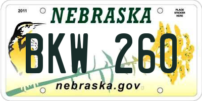 NE license plate BKW260