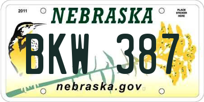 NE license plate BKW387