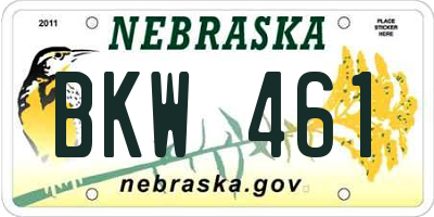 NE license plate BKW461