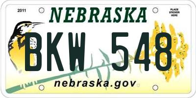 NE license plate BKW548
