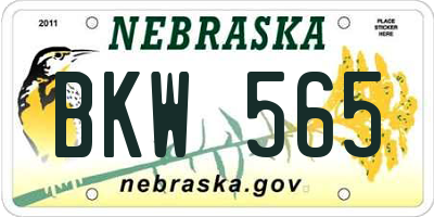 NE license plate BKW565