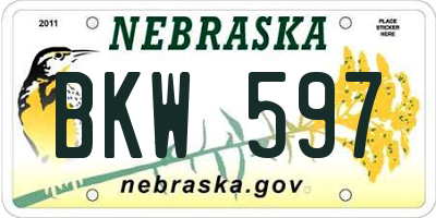 NE license plate BKW597