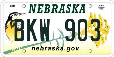 NE license plate BKW903