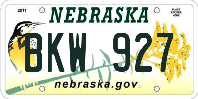 NE license plate BKW927